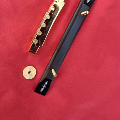 Inlaid ebony Bridge  for Gibson L-5 and high end Archtops Mid 70's - Ebony/Gold image 3