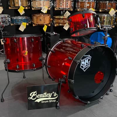~NEW~ SJC Josh Dun Torch Red Acrylic 12/16/22" Drum Kit Set w/ Flat Matte Black Hardware image 1