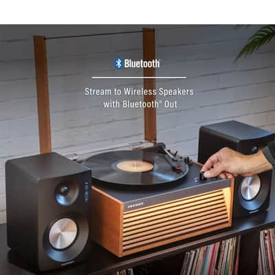 Crosley CR6237A Dean 3-Speed Bluetooth Record Player Natural With Legs-NEW image 4
