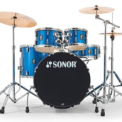 Sonor AQX Stage 5-piece Drum Set Reg. $969 Sale $749.99 with Hardware Pack – Blue Ocean Sparkle image 2