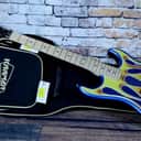 Kramer Baretta Custom Graphics Hot Rod Blue Sparkle with Flames, D-Tuna & Kramer Padded Gig Bag
