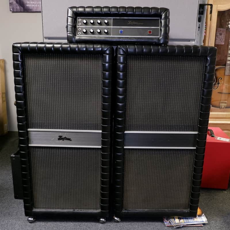 Kustom Stack K250-1 Bass Head Kustom 1-18B Cabinet and Kustom X1-18B Cabinet with Audio Power Module Early-mid 1970's - Black Tuck & Roll Naugahyde image 1