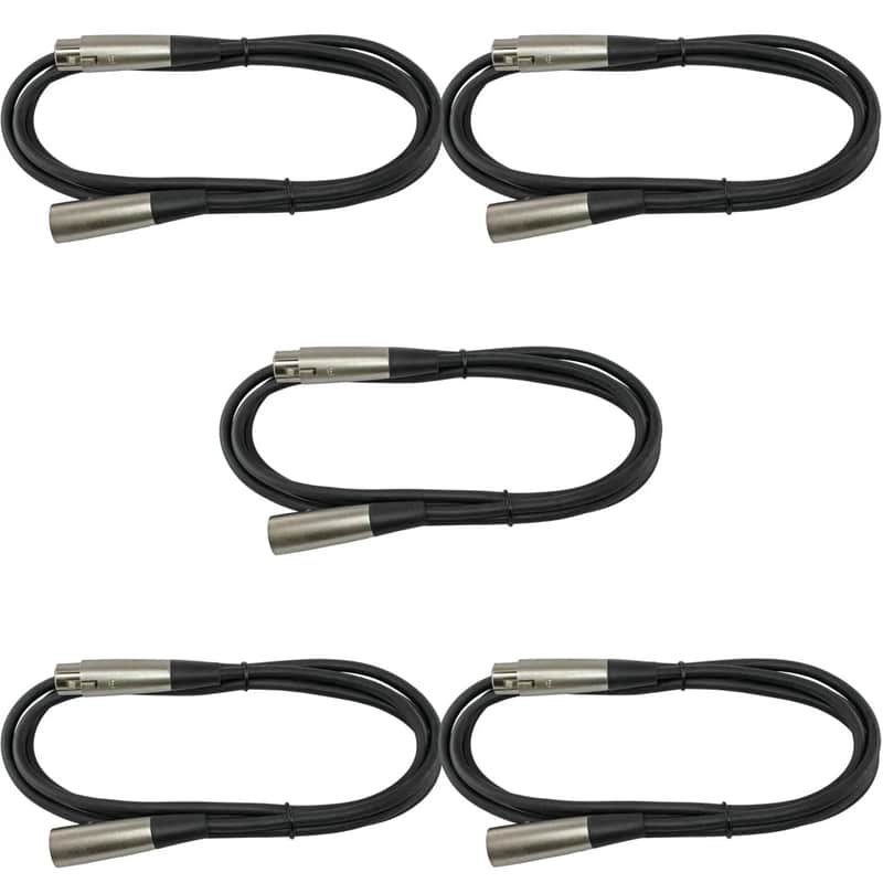 5 PACK LOT 3 FT foot XLR pin MALE TO FEMALE MIC MICROPHONE audio extension CABLE image 1