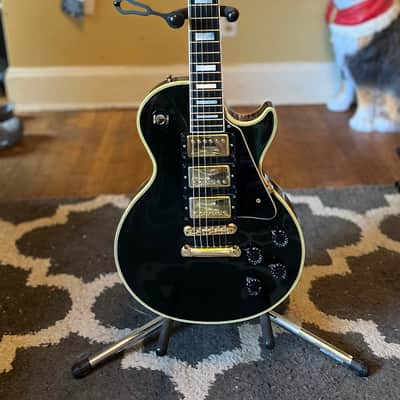 1989 Gibson Les Paul Custom 35th Anniversary Black and Gold Triple Pickup! 1989 - Gloss Black and Gold Accents image 7