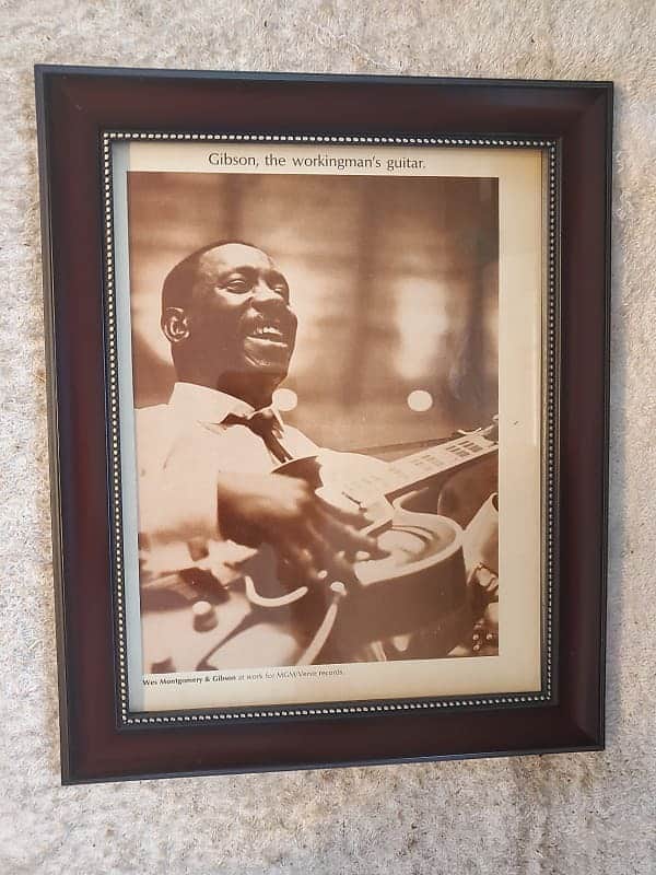 1967 Gibson Guitars Promotional Ad Framed Wes Montgomery Gibson L-5 Original RARE image 1