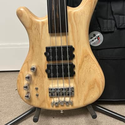 Warwick Pro Series Corvette $$ 4 String Bass Guitar Fretless Lefthand - Natural Transparent Satin image 2