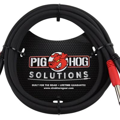 Pig Hog 6ft Dual 1/4" TS Mono Male to Male Plug Noise Free Audio Cable PD-21406 - New image 2