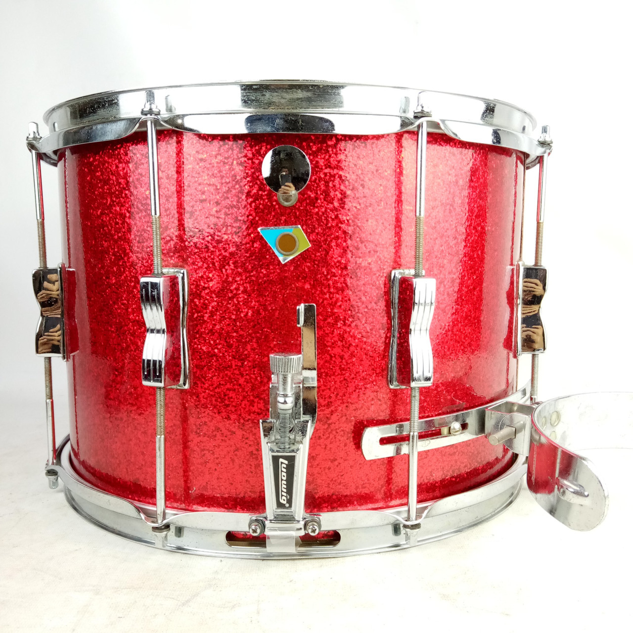 Ludwig 10x14"Red Sparkle Snare Drum Vintage70s Steel Hoops Marching/Parade Maple — main photograph