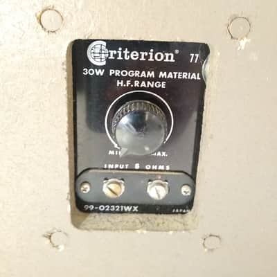 CRITERION 77 SPEAKERS 30 WATT 99-02321WX H. F. RANGE 8 OHM WOOD 1972 image 14