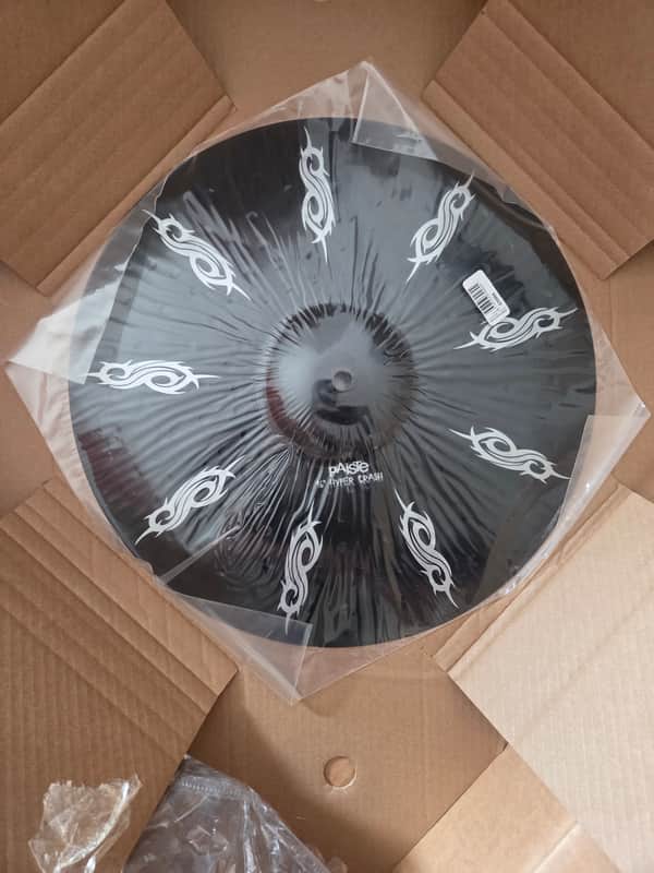 Paiste 16" Black Alpha Joey Jordison Signature Hyper Crash Cymbal 2008 - 2016 - Black with White Graphics image 1