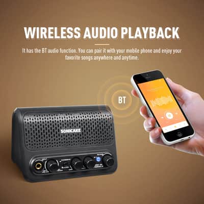 Sonicake 10W Mini Guitar Amplifier, Portable Guitar Combo Amp, Lightweight All-in-one BT Speaker with Aux in Jack for Bedroom Practice, Multi Effects - Clean/Overdrive/Reverb - Triangle QAM-10(Shipping from local US,UK,EU warehouse) image 6