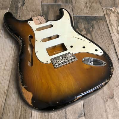 Made to Order - FRANCHIN Mercury F guitar body Relic Aged 100% Nitro Lacquer (Sunburst/ Black/ White/ Blue/ Green/ Yellow/ Red/ Pink/ Burgundy/ Purple/ Gold/ Silver, etc.) Basswood Poplar Stratocaster-Strat-S-Style F-hole Thinline Made in Italy image 16