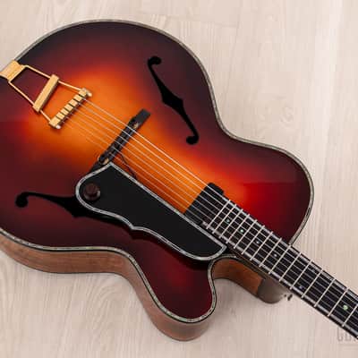 Harvey Leach Cutaway Archtop 17" Carved Acoustic Electric Guitar Sunburst w/ Benedetto, Case image 9