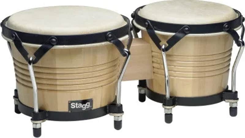 7.5" and 6.5" natural-coloured Latin wood bongos image 1