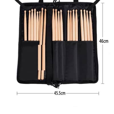 Drum Stick Bag with an External Pocket, Standard Nylon Stick Bag with a Carry Handle and Floor Tom Hooks, Inside 4 Slots Holds up to 12 Pairs of Drumsticks,Water Resistant Nylon image 2