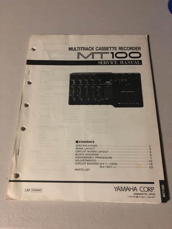 Yamaha MT100 Multitrack Cassette Recorder Service Manual 1988 image 1