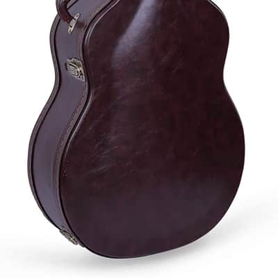 Crossrock Hard-Shell Wooden Case-Fits Super Jumbo Fret Acoustic Guitars-Stainless Steel Latches, Sponge Lining, Metal Feet, Storage Space-Vintage Brown image 1