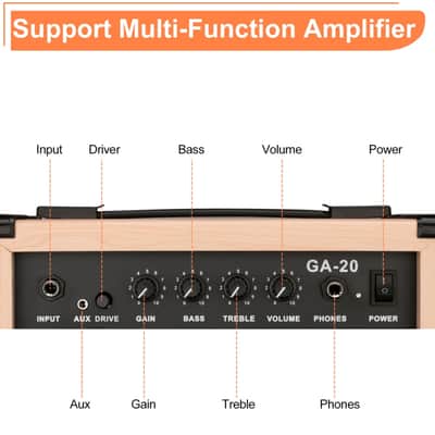 Glarry 20W GB-20 Electric Bass Guitar Amplifier Natural Color image 8