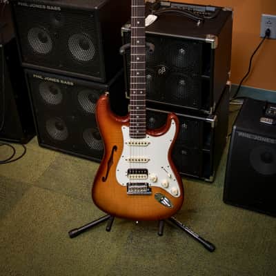 Fender Rarities Stratocaster Semi-hollow Body Electric Guitar, Solid Rosewood Neck, Flametop image 6