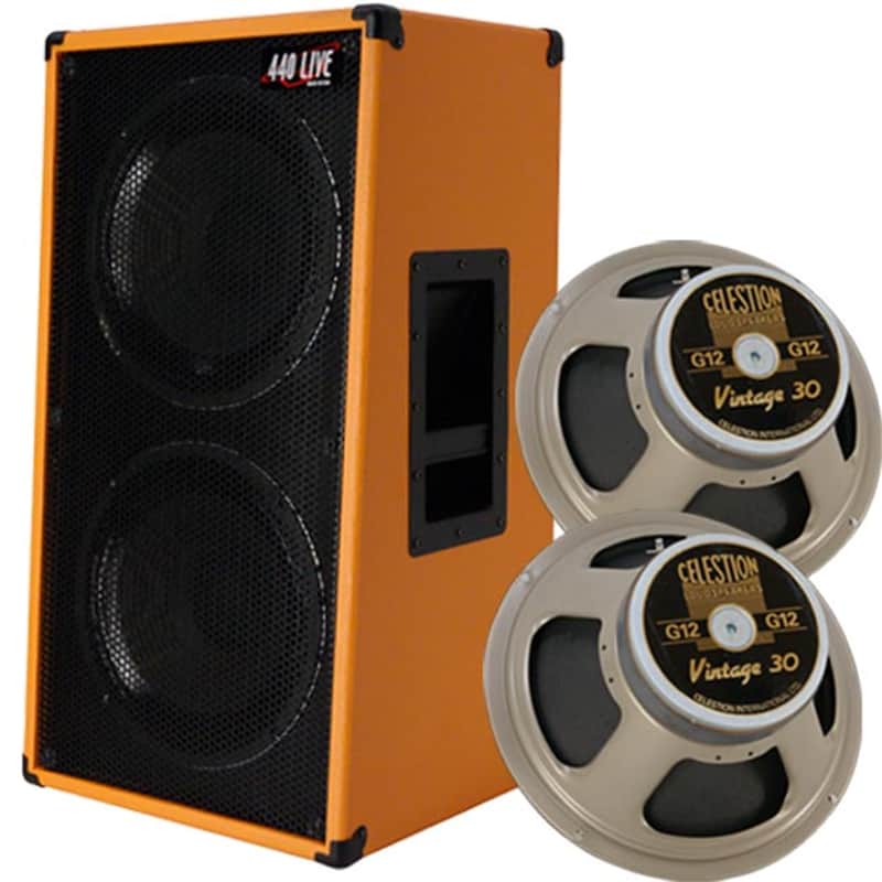 2x12 Vertical Guitar Speaker Cabinet 8 ohms Orange Tolex W/Celestion Vintage 30 Speakers US MADE image 1