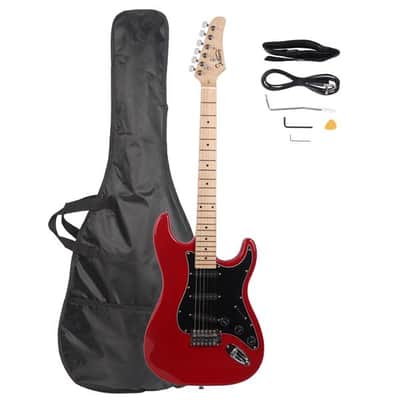 Glarry GST Electric Guitar with Black Pickguard Red image 1