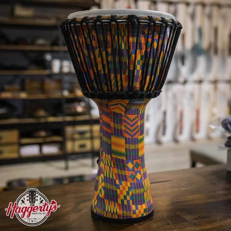 Meinl 10" Rope Tuned Travel Series Djembe - Kenyan Quilt image 1