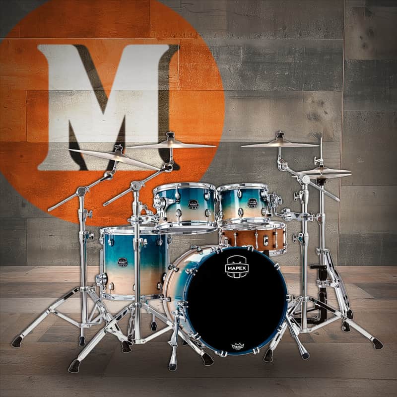 Mapex Saturn Fusion 4-Piece Shell Pack (No Snare) - Aqua Fade (SR504XUQ) image 1