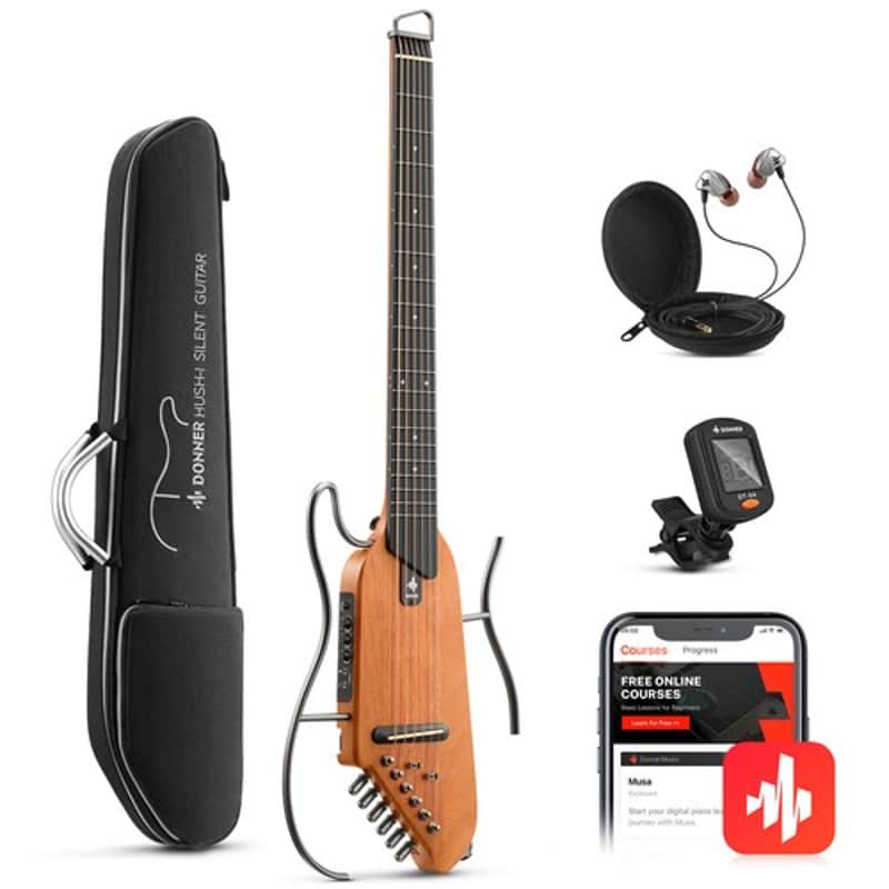 Donner HUSH-I Travel Acoustic Electric Guitar Headless Solid Wood With Gig Bag image 1