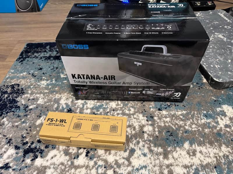 Boss Katana-Air 30-Watt 2x3" Wireless Guitar Combo 2018 - Present - Black WITH Boss FS-1-WL Wireless Footswitch image 1