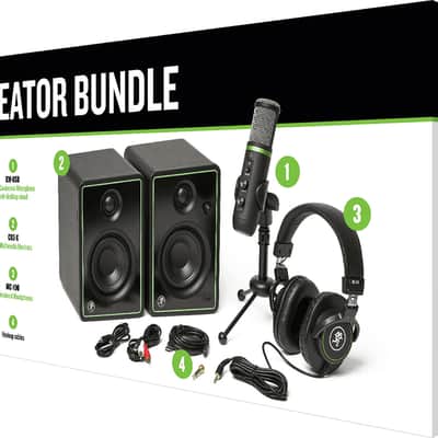 Mackie Creator Bundle with CR3-X 3-inch Creative Reference Multimedia Monitors, EM-USB Condenser Microphone, MC-100 Professional Headphones and Accessories | Includes Software image 3
