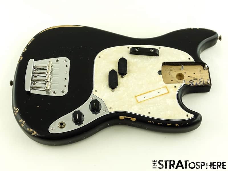 Fender JMJ Road Worn Mustang Bass LOADED BODY Guitar Duncan Nitro Black image 1