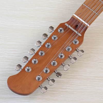 Custom Handmade Pink Amoeba Finish 12 String Electric Guitar, Okoume Wood Body, Roasted Maple Neck image 6