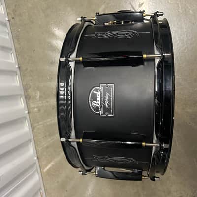 Pearl JJ1365 Joey Jordison Signature 13x6.5" Steel Snare Drum 2010s - Matte Black with Slipknot Logo image 1