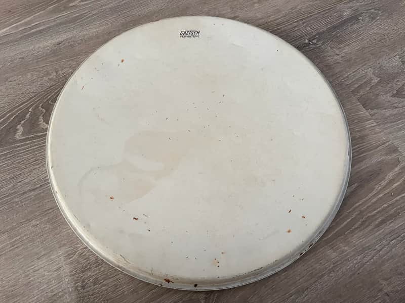 Gretsch 1970s Stop Sign Badge SSB Era Permatone Drum Head 16 Inch Coated Black Ink image 1