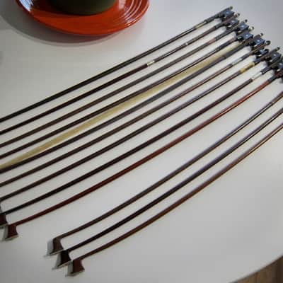 German Violin Bows Various Makers High Quality 4/4, 7/8, & 3/4 Sizes Lot of Twelve(12) Circa-1900s-Brown image 16