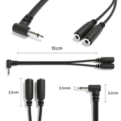 ExcelValley [Black] 5-Pack - Right Angle Mono Splitter Y Patch Cables - TS 3.5mm 1/8" Eurorack Synth Synthesizer image 2