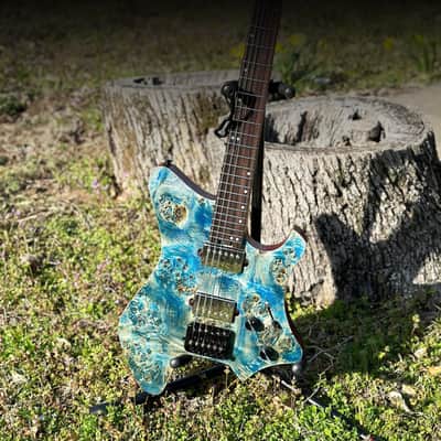 Eart GW2 Headless Electric Guitar, Right Handed, Roasted Padauk+Poplar Burl Body, 24 Stainless Steel Frets image 5