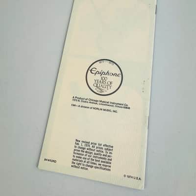 Epiphone Suggested Retail Price List (Norlin Era) 1974 image 2