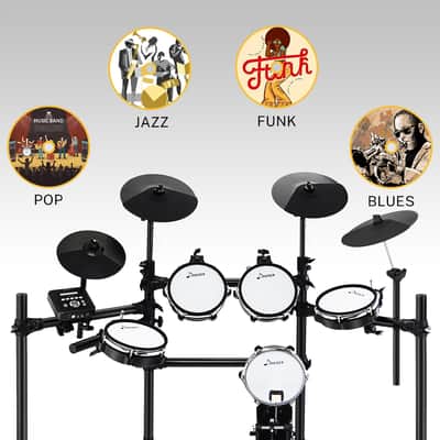 Donner DED-200 Electric Drum Set Electronic Drum Kit with 225 Sounds, More Stable Iron Metal Support image 2