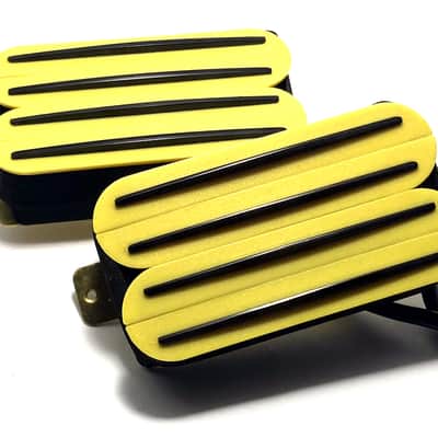 Dragonfire Quad Rail Humbuckers Four Blade Rail Style Passive 23K Pickup Set ~ Yellow with Black Rails image 1