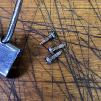 Vintage 1950's to 60's Harmony Silvertone Flattop Guitar Tailpiece Chrome Installation Screws image 4