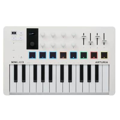 Arturia MiniLab MK 3 Portable 25-Key MIDI Controller, White