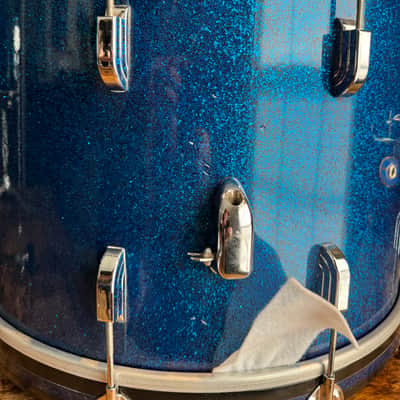 1963 Shelly Manne w Matching Snare Leedy Slingerland Drum set 13/16/22 w 5.5x14 EXC Blue Sparkle image 15
