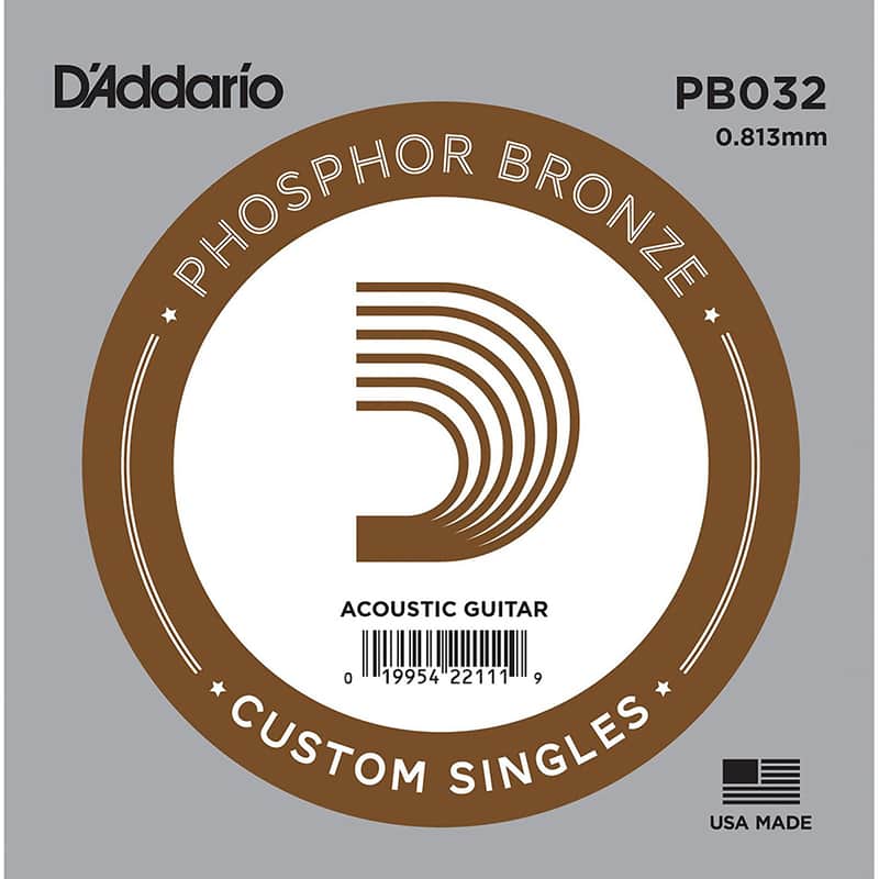 D'Addario PB030 Phosphor Bronze Wound Acoustic Guitar Single String .032 image 1