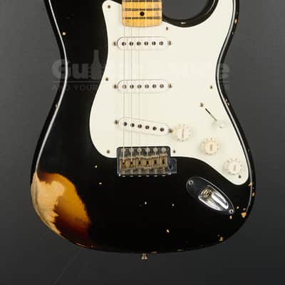Fender Custom Shop 55 Stratocaster Heavy Relic Aged 2017 - Black Over Chocolate Two Tone Sunburst (COD 2136UG) image 2