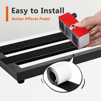 Medium Guitar Pedal Board, 20x8x1.2", Aluminum Alloy Black Effects Pedal Board with Adhesive Hookside Tape image 4