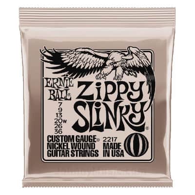 Zippy Slinky Nickel Wound Electric Guitar Strings 7-36 Gauge Set - world standard specs special-tempered+tinned steel & ni-plated wrap on steel hex core image 1