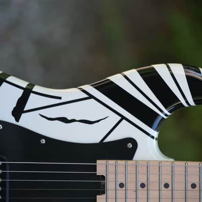 EVH Striped Series - White with Black Stripes image 4