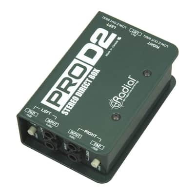Radial ProD2 Passive 2 Channel Instrument Direct Box Passive Stereo DI with Isolation Transformer, 15dB Pad and Lift Switch with Microphone Cable and Instrument Cable image 3