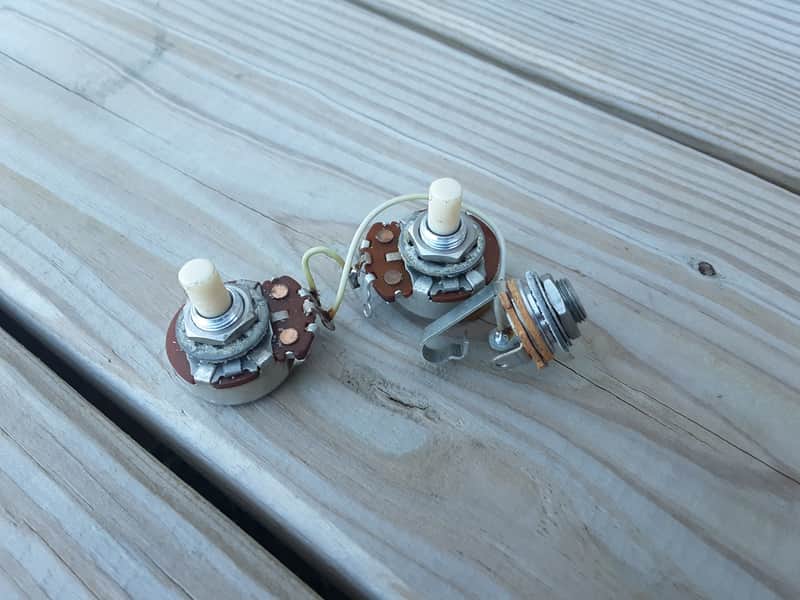 Set 1976 Fender Mustang Jazz Musicmaster bass pots harness jack image 1